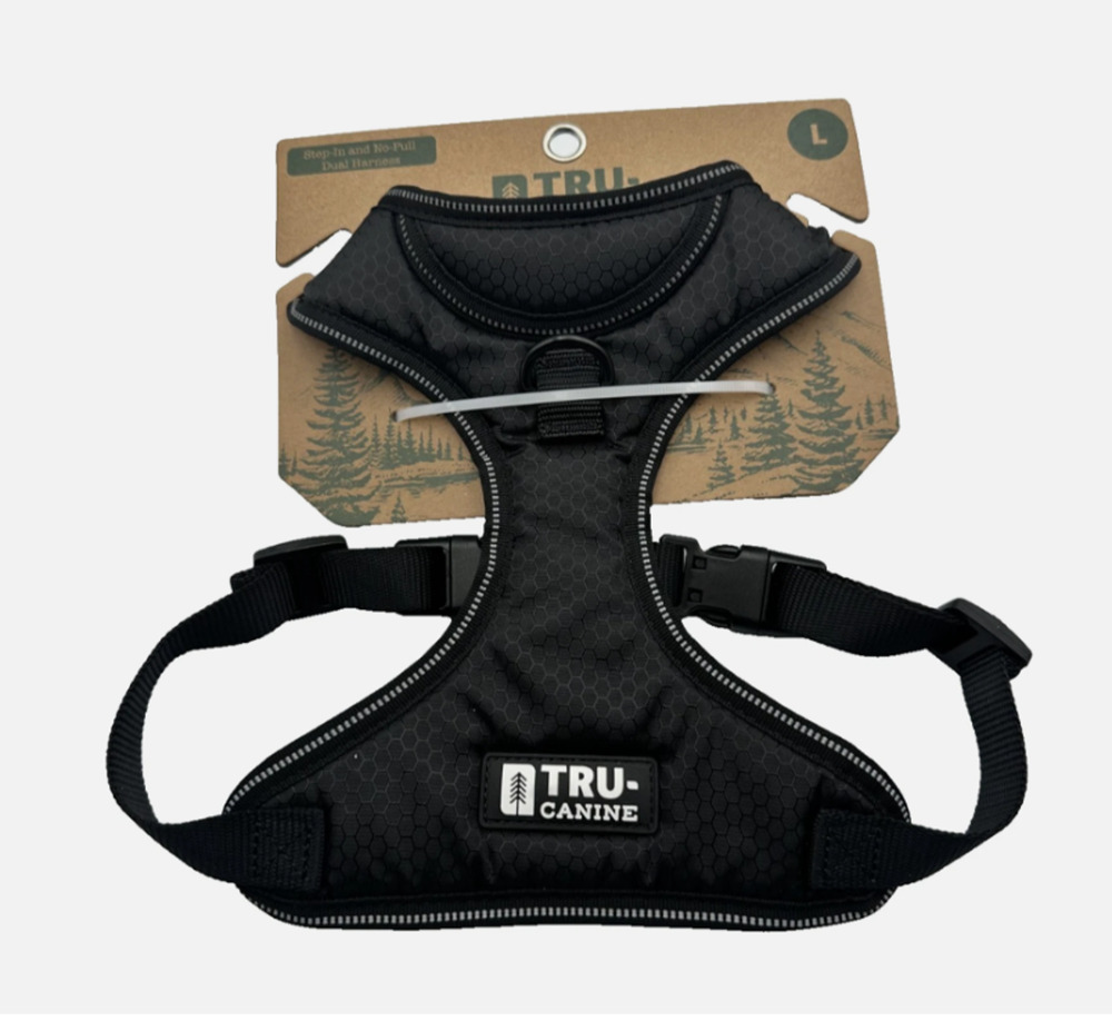Tru-Canine Designer Step-In No Pull Dual Harness Black /Large